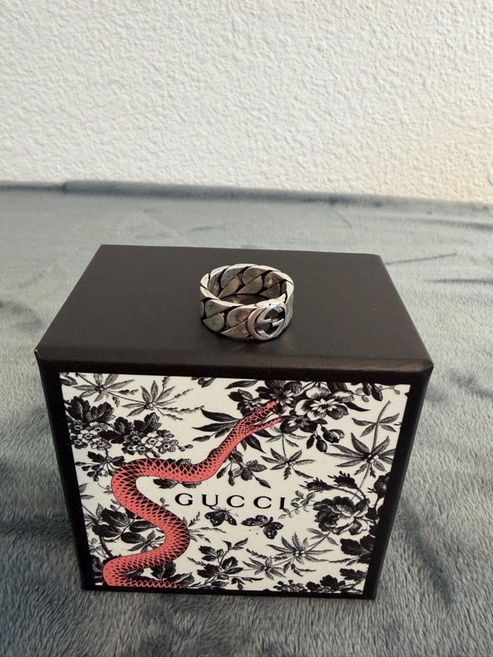 Brand New Gucci Interlocking G Gourmette Silver 925 Ring Sz 16 (US 7.5)